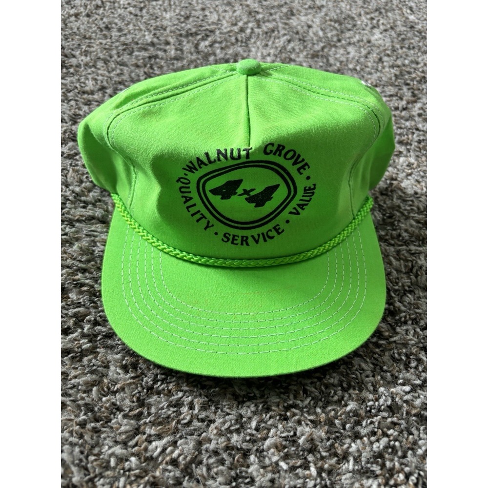 Walnut Grove Iowa 4x4 SnapBack Flat Brim Hat Neon Green Iowa K-Products MADE USA
